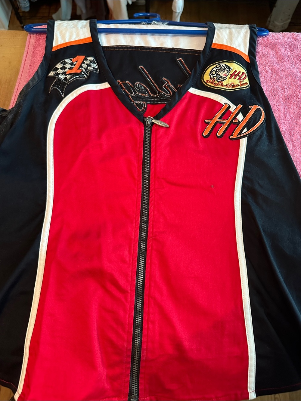 Harley-Davidson Red and Black Zip Front Racing Tank